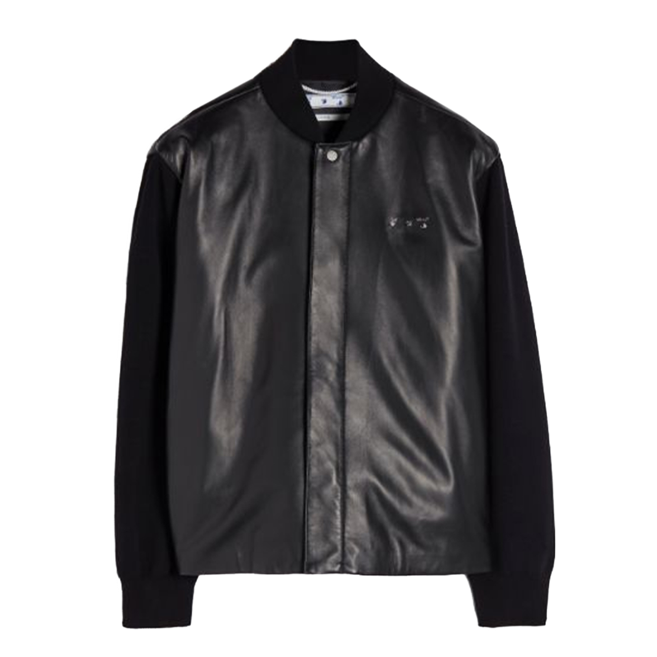 Off-White Padded Leather Varsity Jacket – Black
