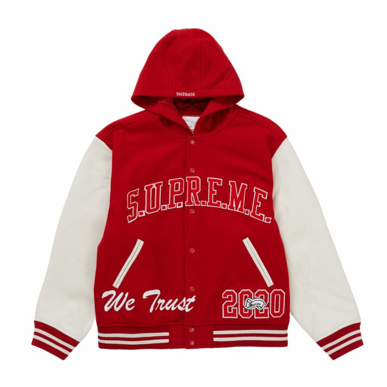 Supreme King Hooded Varsity Jacket – Red