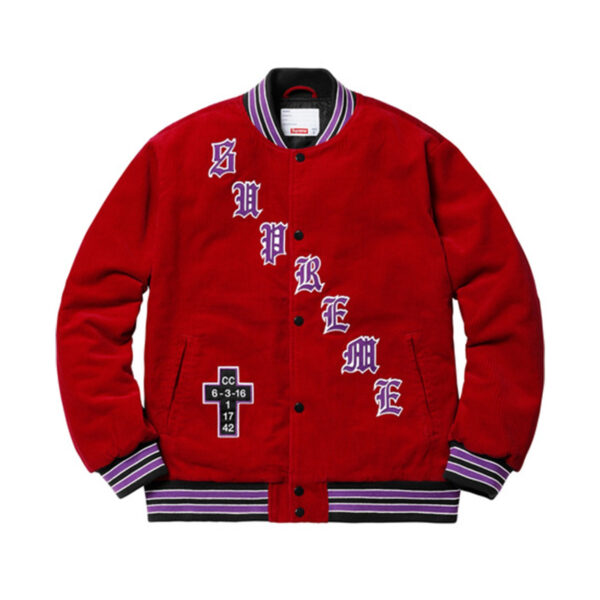 Supreme Old English Corduroy Varsity Jacket – Red