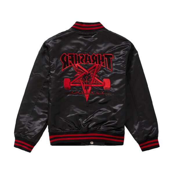 Supreme Thrasher Satin Varsity Jacket – Black